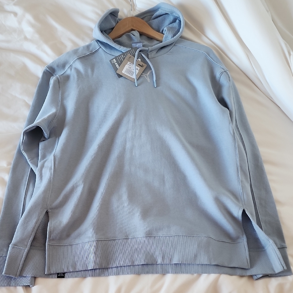 Puma Blue Hooded Sweatshirt with Drawstring and Quality Construction